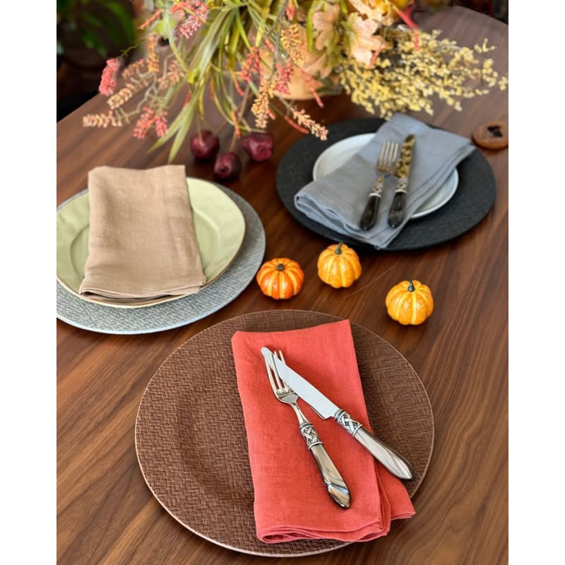 Wicker Vinyl Chargers, Black
