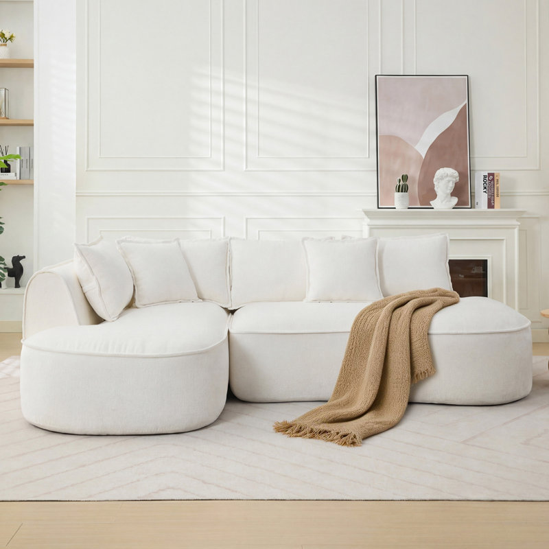 Canapé modulaire avec siège incurvé 109,5 po Cloud, Crème