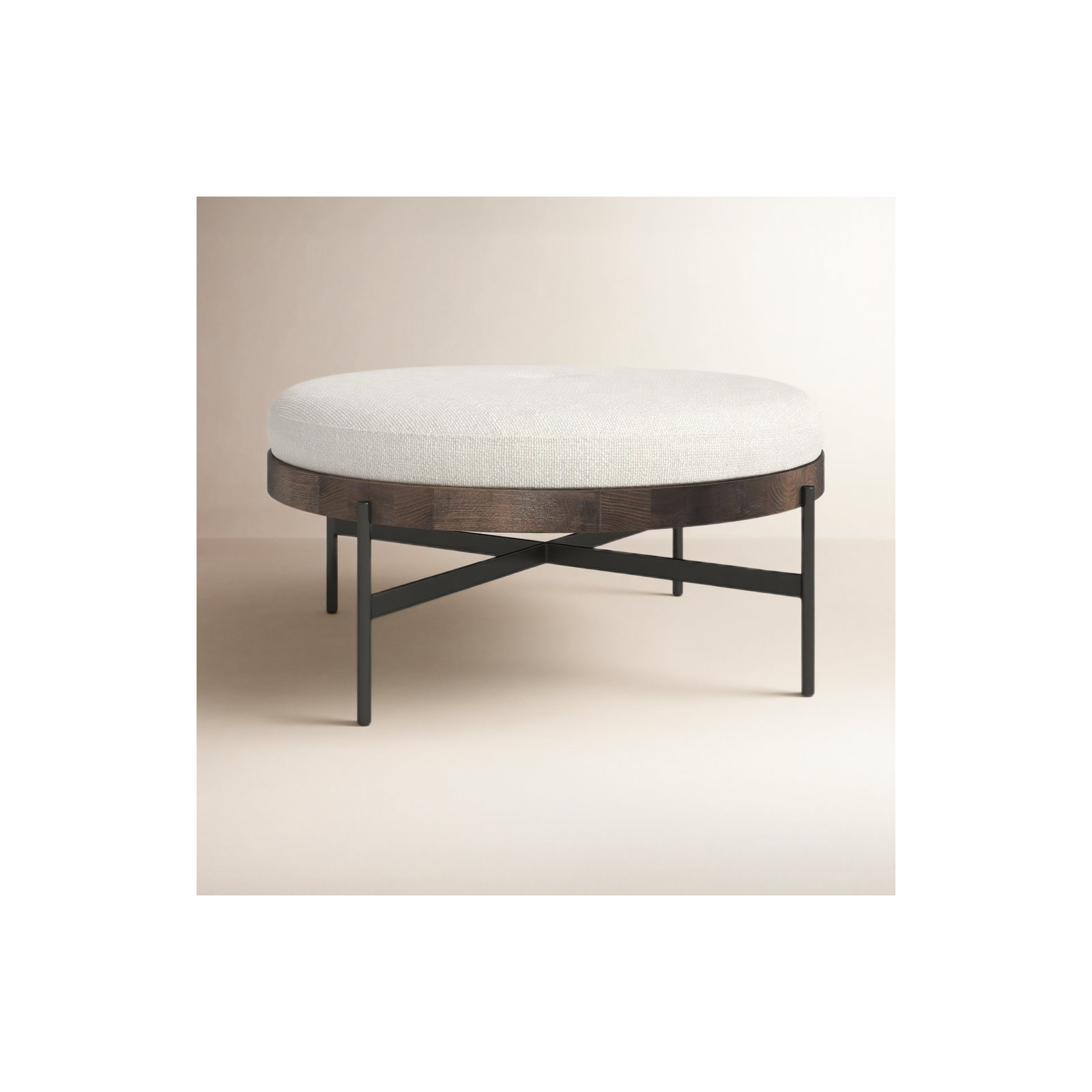 Madeline 39" Round Upholstered Ottoman, Gibson Wheat Textured Weave