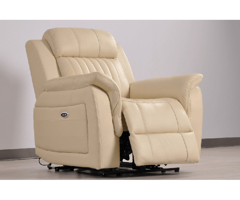 Cenaida Genuine Leather Electric Power Recliner Armchair, Cream