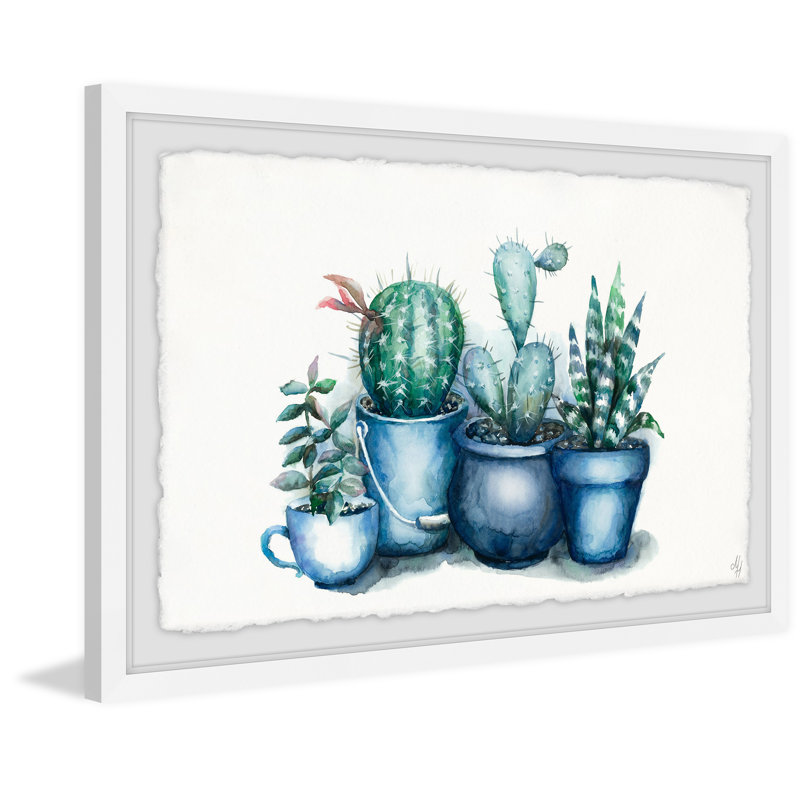Kitchen Cacti 1 Piece Single Picture Frame Painting, 20 cm H x 30 cm W x 4 cm D