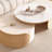 31.5" Nesting Coffee Table with sintered stone, light wood