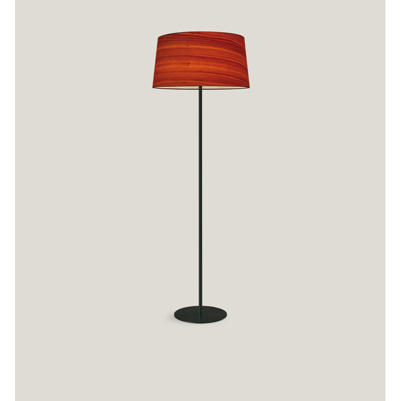 Zeta Floor Lamp - 18.5" Diameter, Non-Dimmable, Matte Black, Natural Cherry