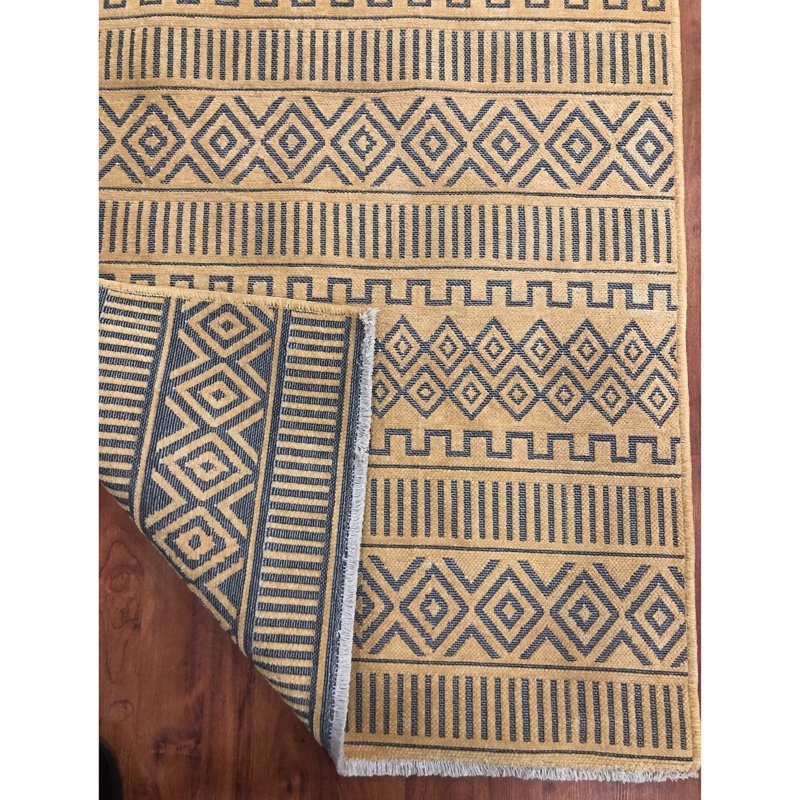 Tapis géométrique en jute tissé à la machine Constantine, Rectangle 2 pi 7 po x 4 pi 11 po