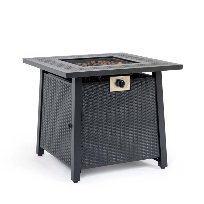 28-Inch Iron Square Propane Fire Pit Table