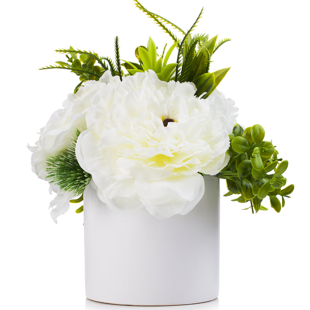 Silk Peony Arrangement in Vase Primrue Flower 