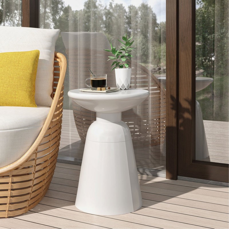Table de bout d'extérieur en métal - Grand, Blanc