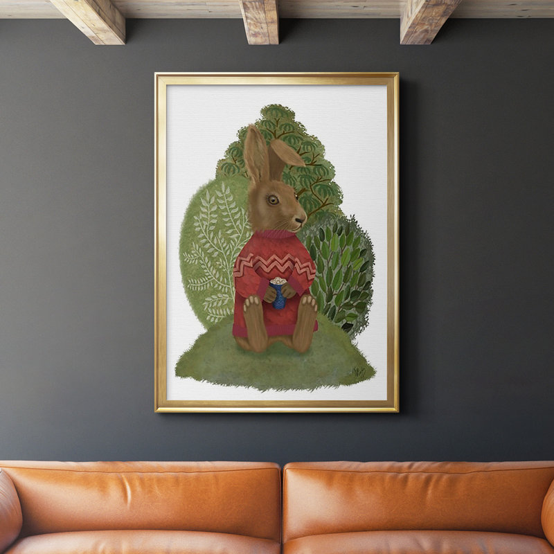 Latte Rabbit In Pull, impression sur papier, Or, H 30,5 po x l 22,5 po x P 1 po