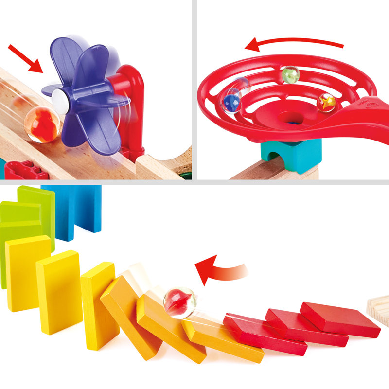 Colorful Wooden Marble Run Racetrack Set with 81 Pieces