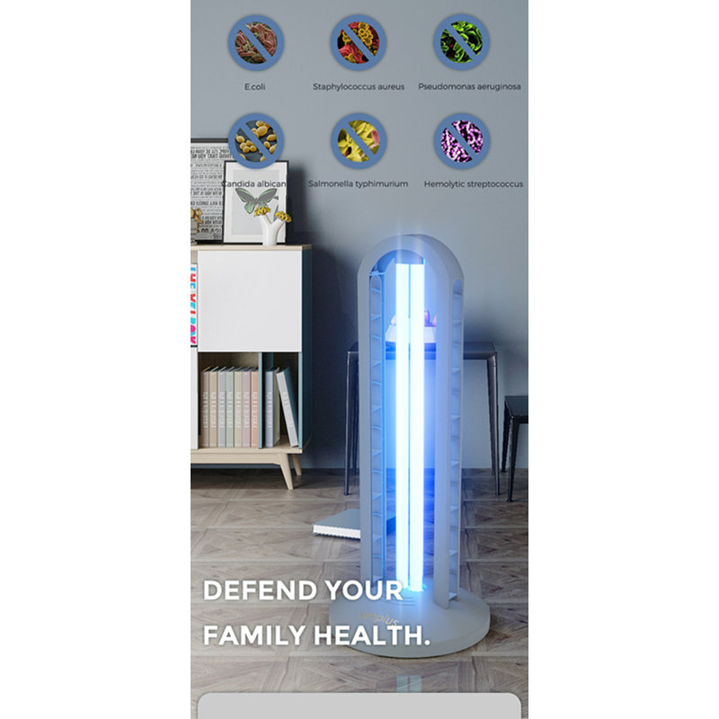 Lampe UV germicidal pliable 36w avec télécommande pour la désinfection domestique, purificateur d'air ambiant