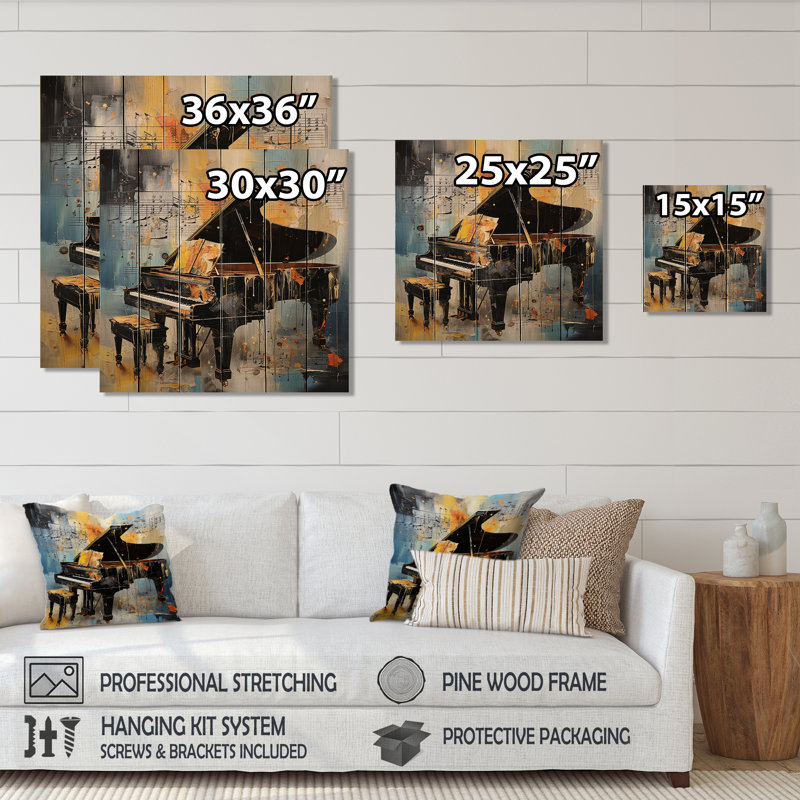 Alida - Décoration en bois musical sur bois de pin naturel, H 15 po x l 15 po