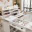 Nail Bureau pour table de manucure en L 60 po Nail Tech avec plateau en verre-1522121135