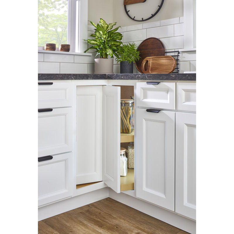 Almond Polymer 24-Inch Two-Tier Revolving Lazy Susan