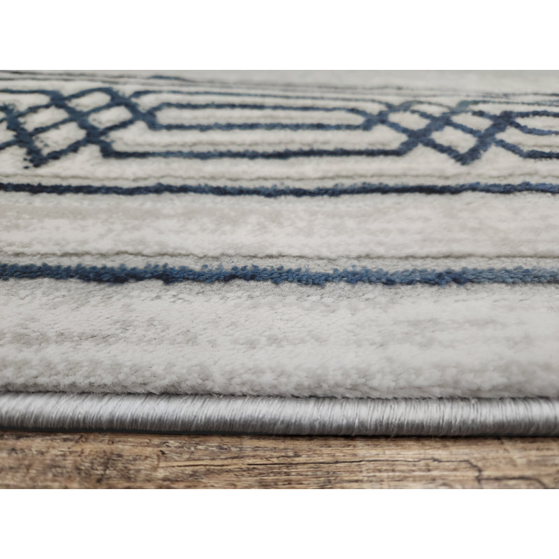 Davide 1231 Transitional Bordered Area Rug, Runner 2'2" x 7'7", Blue