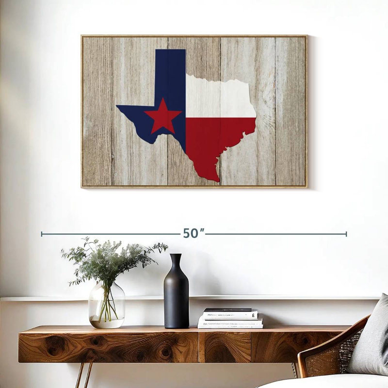Texas Flag State Citlali, Cadre flottant en bois naturel, 37 po x 25 po