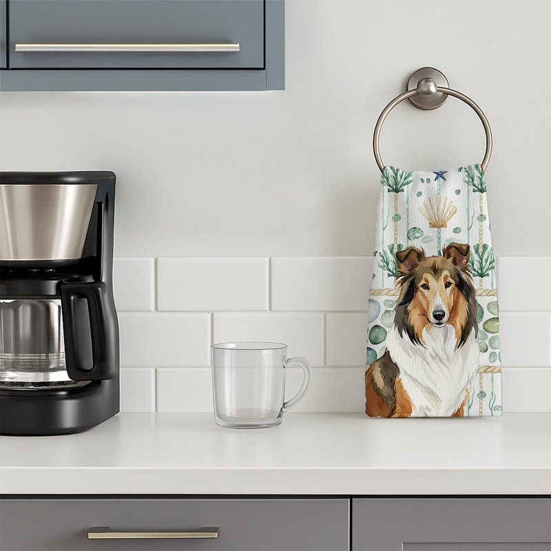 Sable Collie Coastal Sea Glass Kitchen Towel, Sable Collie