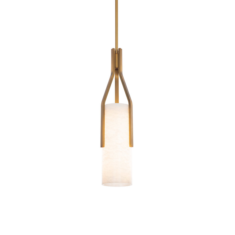 Firenze 1 - Light Single Cylinder LED Pendant, Aged Brass