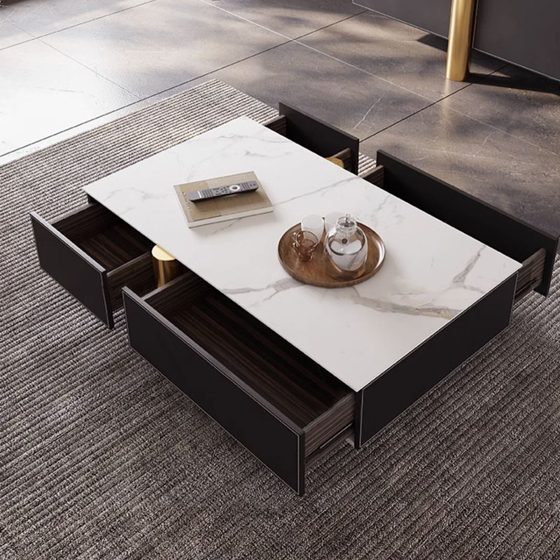 Table basse légère de style luxueux, H 13,78 po x L 51,18 po x l 27,56 po, Noir, noir, noir, noir