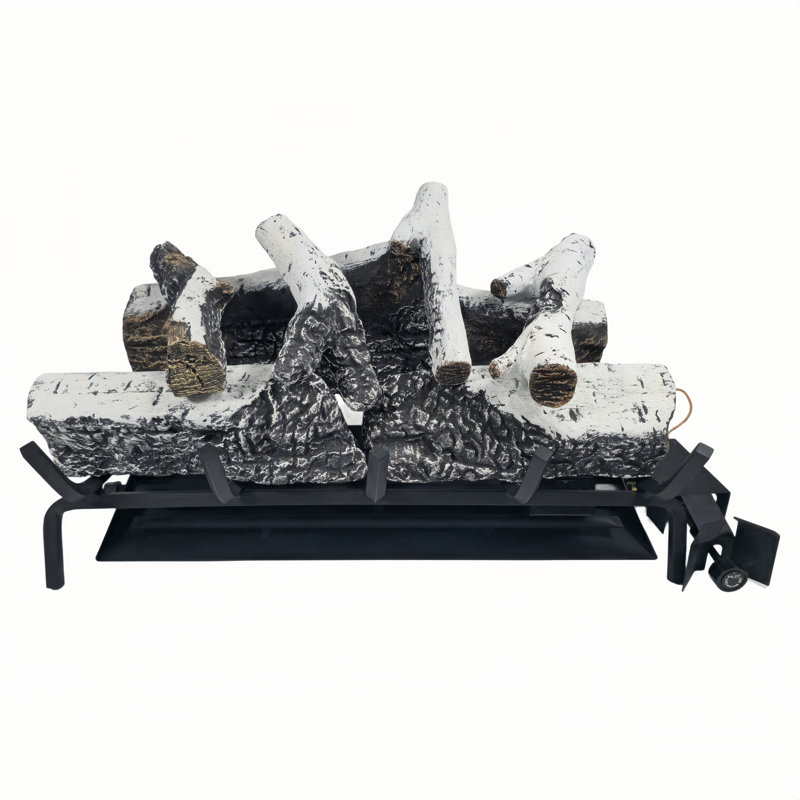 Americangaslogs Vented 18inch-24inch gas logs sets with valve gas fireplace burner for Natural Gas and Liquefied propane(Manual Valve, 24 inch birch)