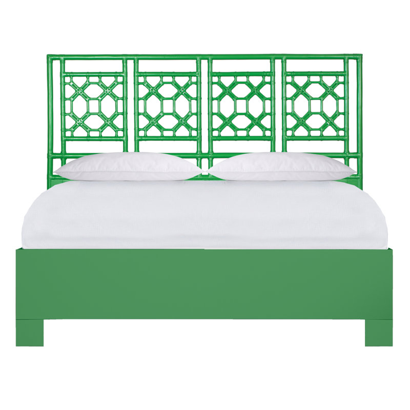 Lattice Back Platform Bed, King, Bright Green