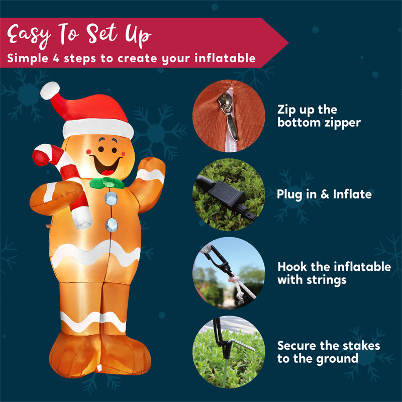 5ft Christmas Inflatable Gingerbread with Candy Canes
