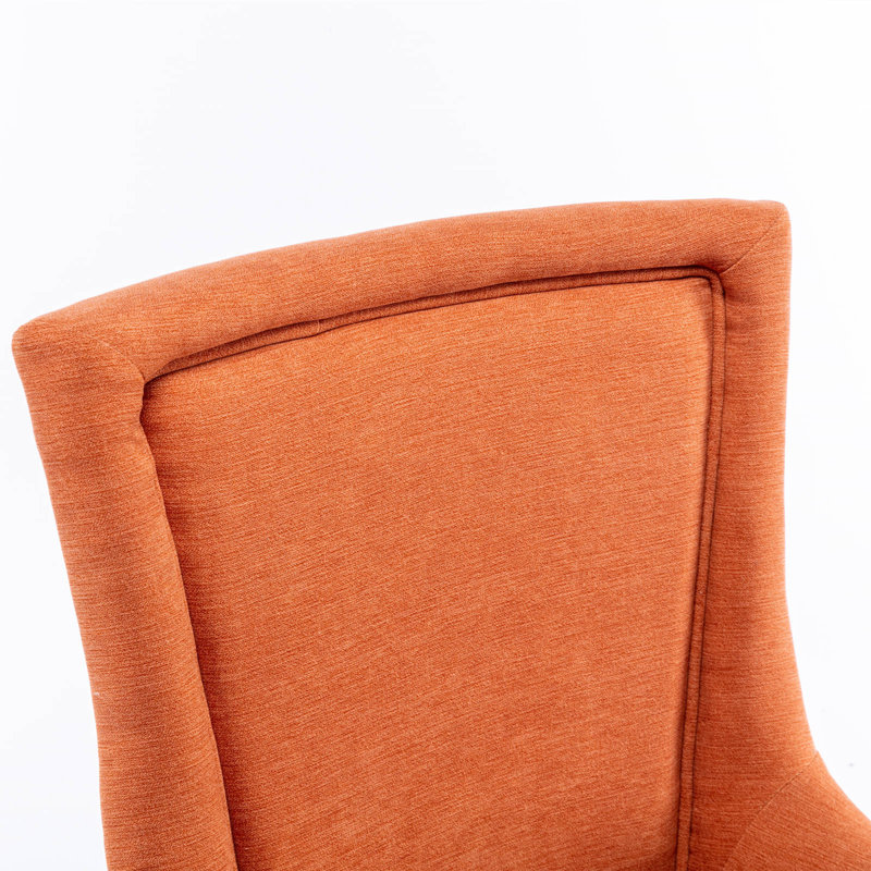 A&a furniture ultra side dining chairs | set of 2 | thickened fabric, solid wood legs | bronze nailhead, Orange, Brown