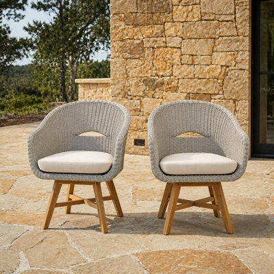 Ensemble de 2 fauteuils de salle à manger d'extérieur avec coussins de siège épais et moelleux