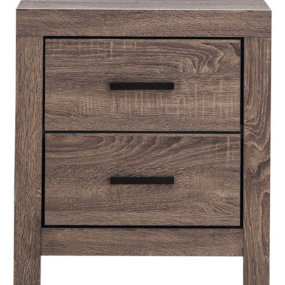 Table de chevet à 2 tiroirs en chêne de 16,18 pouces de profondeur, design élégant et organisation avec 2 tiroirs en chêne, largeur de 21,41 po, hauteur de 23,5 po, utilisation