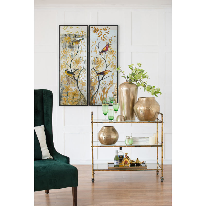 Art mural miroir antique S / 2 17 x 47 po