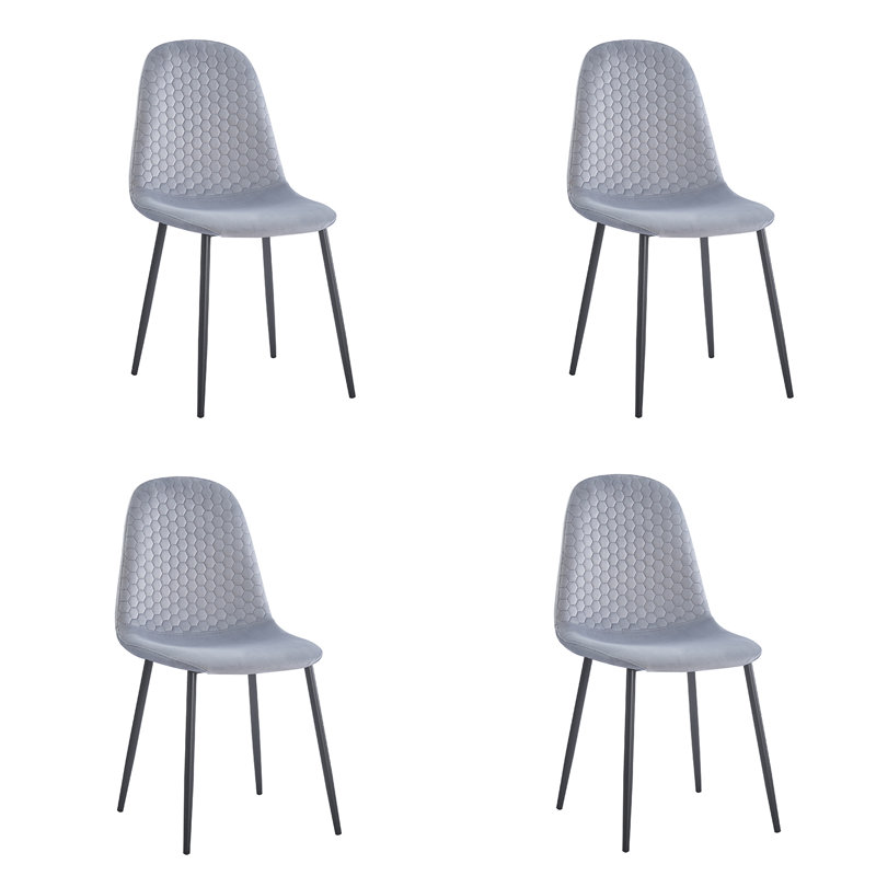 Chaise d'appoint en velours Adryel, Gris clair, Noir