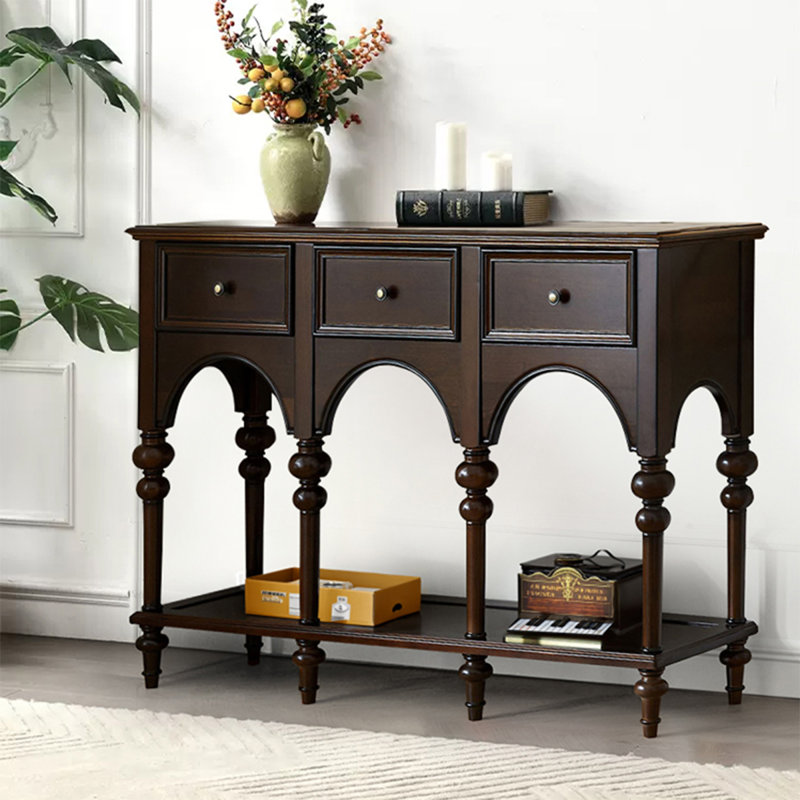 Étagère de rangement en bois massif de 47,24 po de style américain de couleur brune, H 36,22 po x l 47,22 po x P 13,78 po