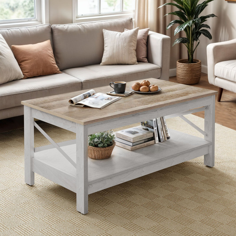  Rectanguler Laneeka Single Coffee Table, Gray/White