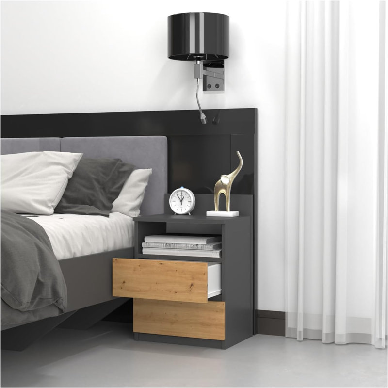 40cm W 2 - Drawer Chest of Drawers, Anthracite Artisan