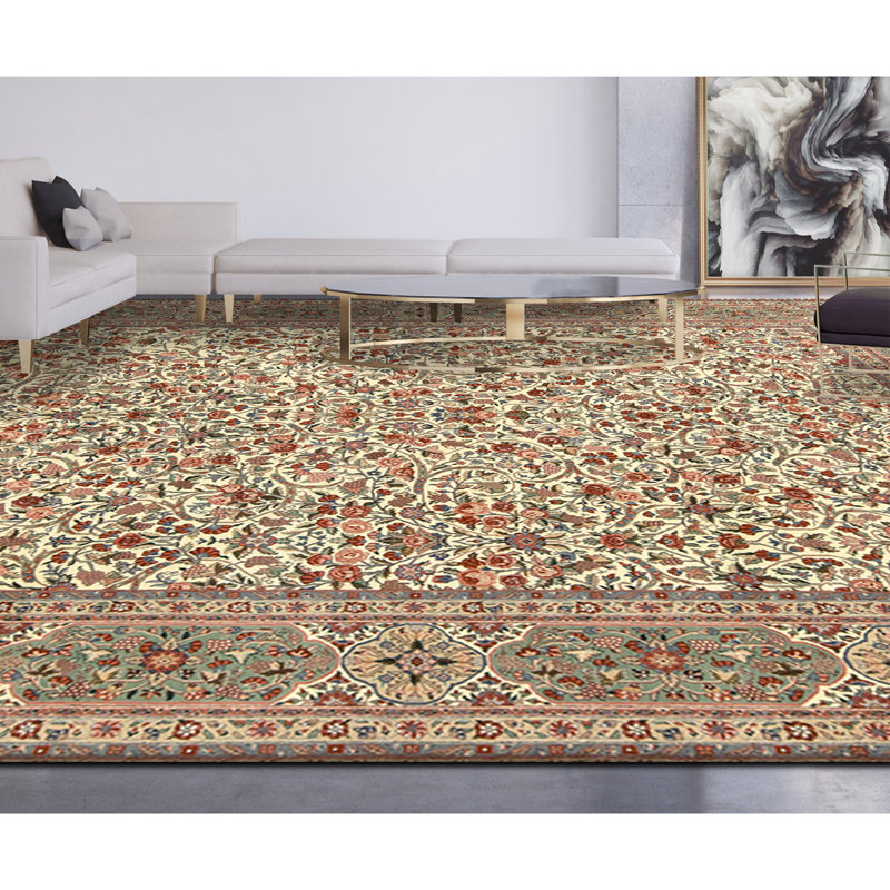 Tapis rectangulaire en laine noué à la main