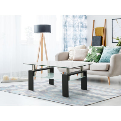 Table basse rectangulaire en verre, table basse transparente, tables d'appoint modernes pour le salon, meubles de salon