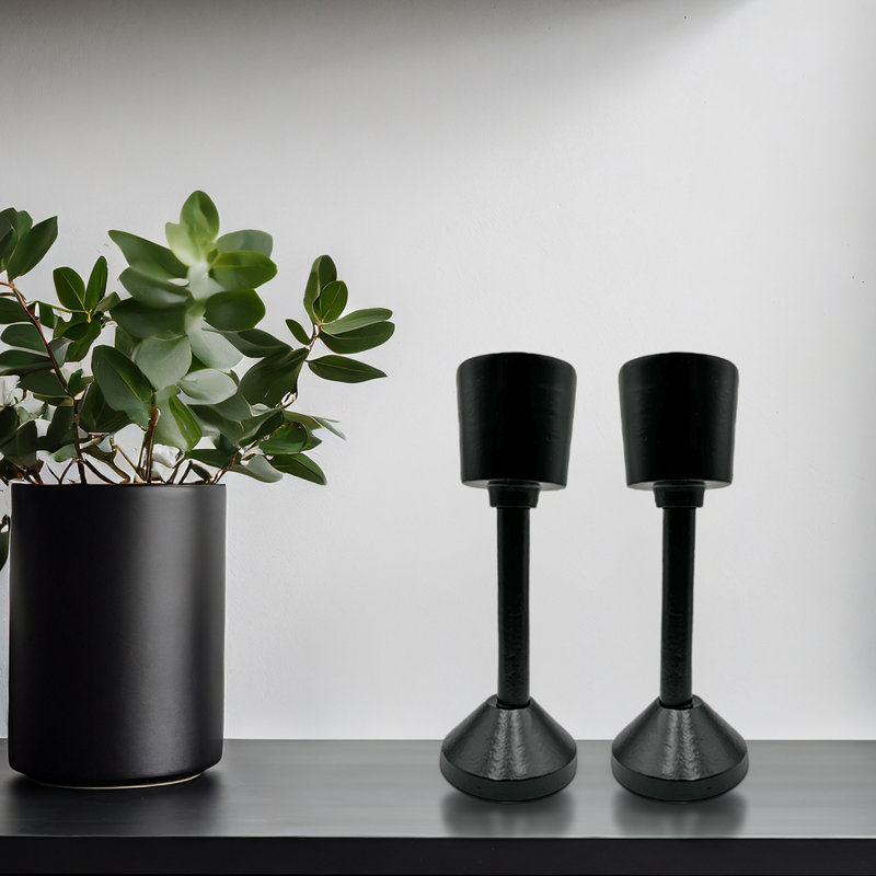Bougeoir de table en aluminium, H 12 po x l 4 po x P 4 po, Noir