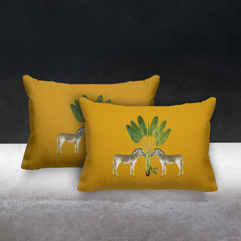 Housse et insert de coussin carré intérieur / extérieur , Jaune, L 20 po x H 14 po
