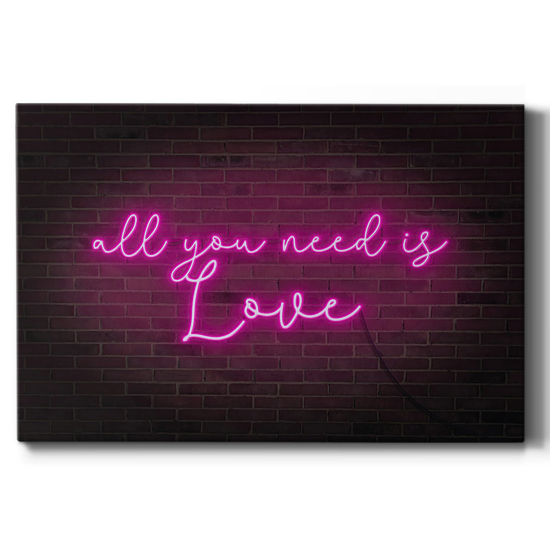 Neon Love I-Gallery Wrapped Canvas, H 24 po x l 36 po