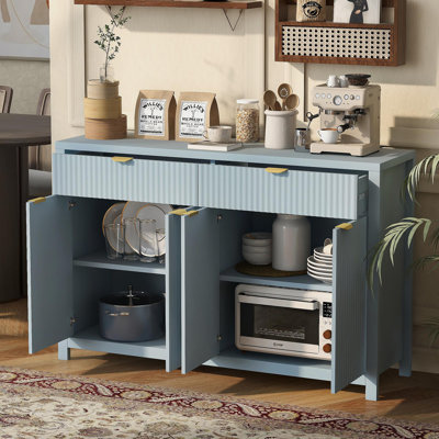 Lateasa Fluted Sideboard with Drawers, Doors & Adjustable Shelves