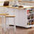 53Inch Large Kitchen Island With Drop Leaf, Power Outlet, Door Internal Storage Rack, Rolling Kitchen Cart On 5 Wheels With 5 Open Side Racks For Kitchen, Dining Room,White(Not Include Bar Stools)-495976079
