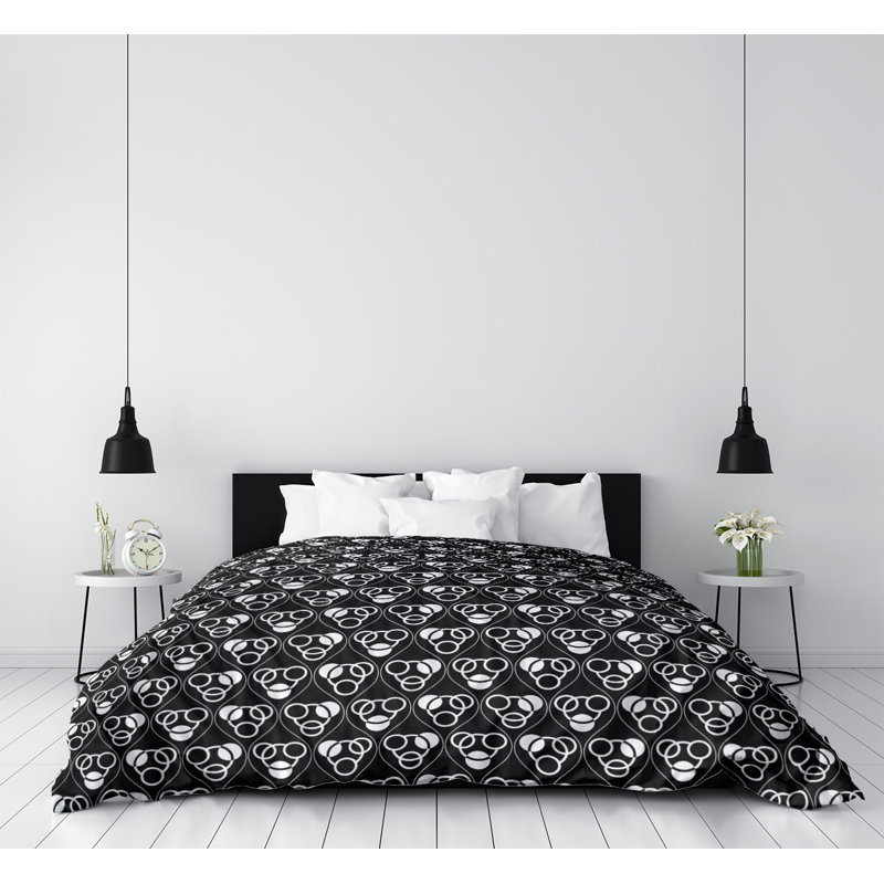 Housse de couette simple Circles Waves, Noir clair, Housse de couette pour très grand lit, Microfibre