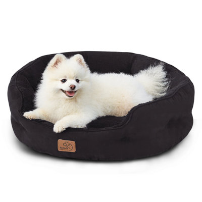 Lits pour petits chiens - Lits ronds pour chats d'intérieur, lit lavable pour chiot et chaton avec fond antidérapant, noir