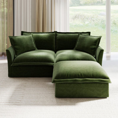 Chenille Sofa, L Shape Sofa, 2 Seater Sofa, With Ottoman, for Living Room