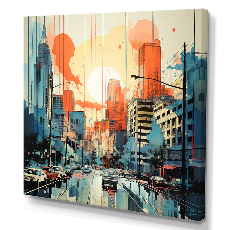 Paysage urbain d'Atlanta, coucher de soleil II - Art mural d'Atlanta, Toile tendue, H 36 po x l 36 po x P 1,5 po