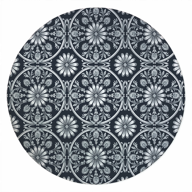 Daisy Tile Outdoor Area Rug, Round 5'