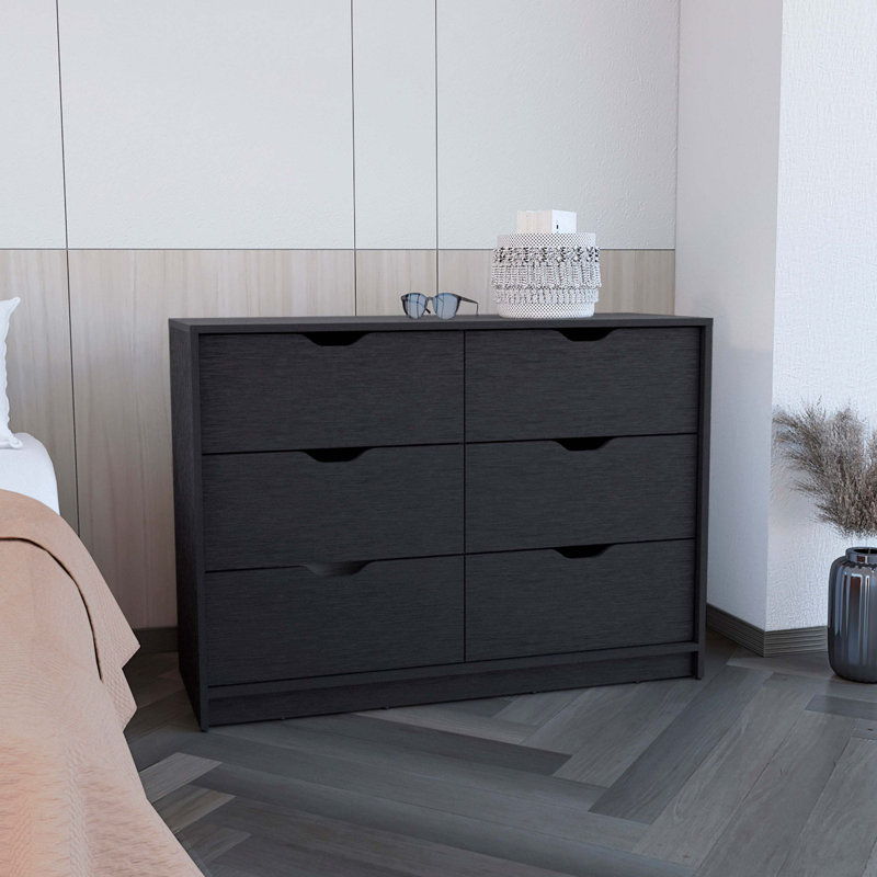 Commode 4 tiroirs, 2 armoires, Noir
