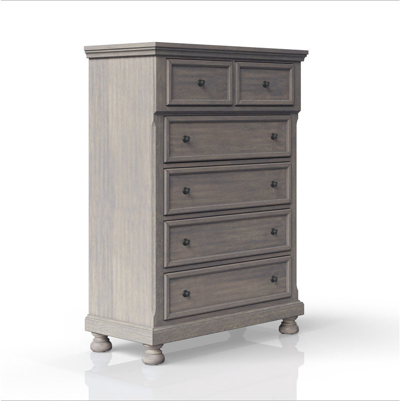 Commode 5 tiroirs, Gris antique