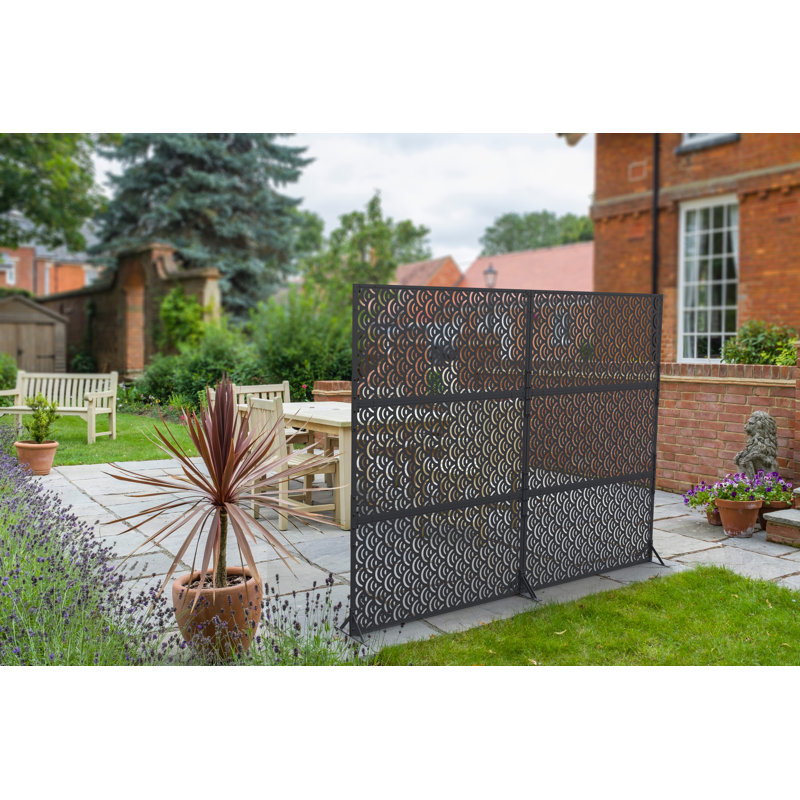 Modern Wave Garden Screen 120 X 60cm, Black