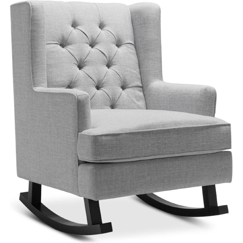 Maoli Rocking Chair, Grey Tufted