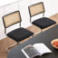 Ensemble de 2 chaises de salle à manger en rotin noir et chrome, chaises de cuisine modernes en bois de style Mid-Century, chaises de salle à manger en canne à dossier en filet, chaise Cesca Design avec pieds en métal chromé-2028106808-2028437248